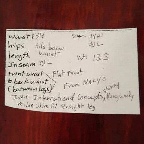 NWT 34 x 30 INC men's milan pants - Picture 8 of 8